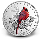 2015 $10 Colourful Songbirds of Canada Northern Cardinal