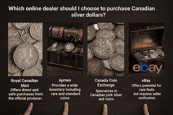 Which online dealer should I choose to purchase Canadian Silver Dollars?