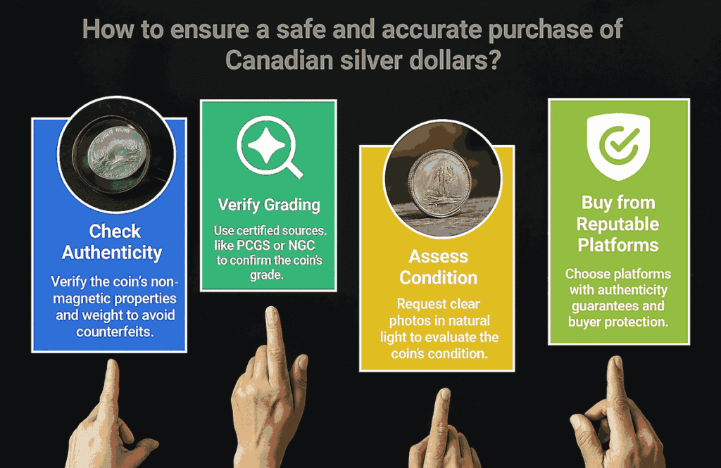 How to ensure a safe and accurate purchase of Canadian silver dollars?
