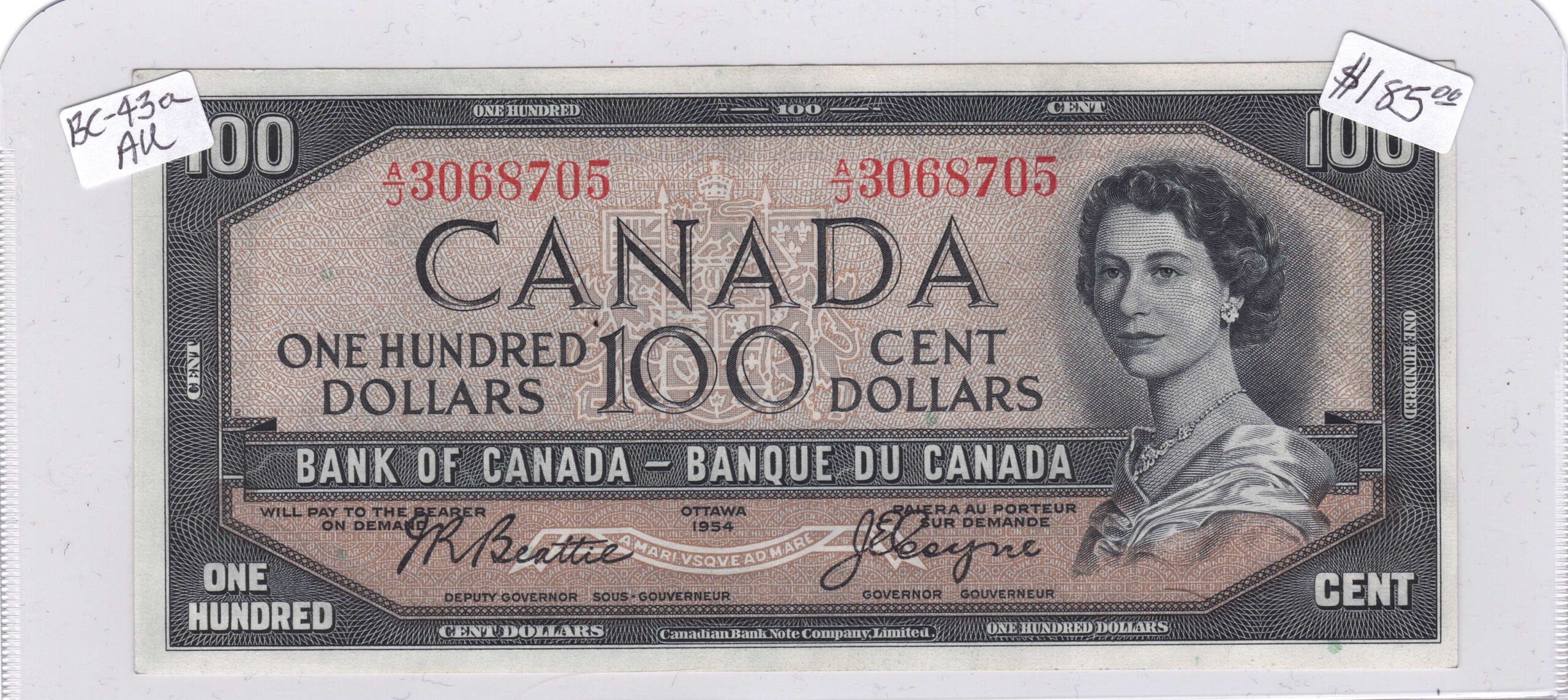 1954 Bank of Canada $100 BC-43a AU Banknote!! - Image 3