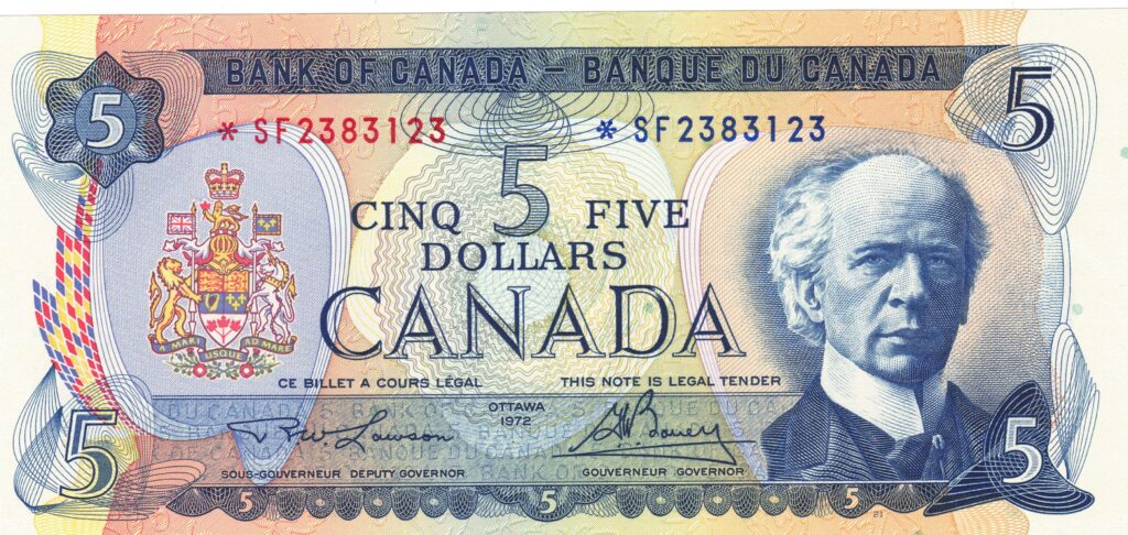 5 Dollar Banknote 1972 Canada BC-48ba | B&W Coins