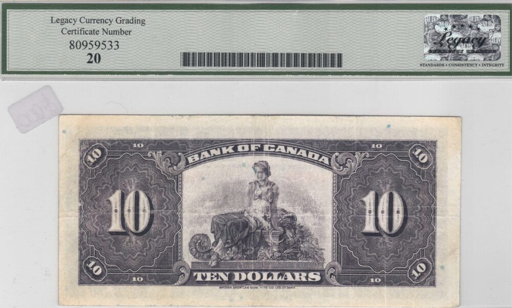 1935A Bank of Canada $10 BC-7 English VF20 Bill!!!! - Image 3