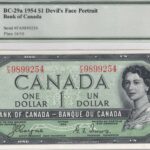 1954 Bank of Canada $1 Devil's face BC-29A Banknote!!!