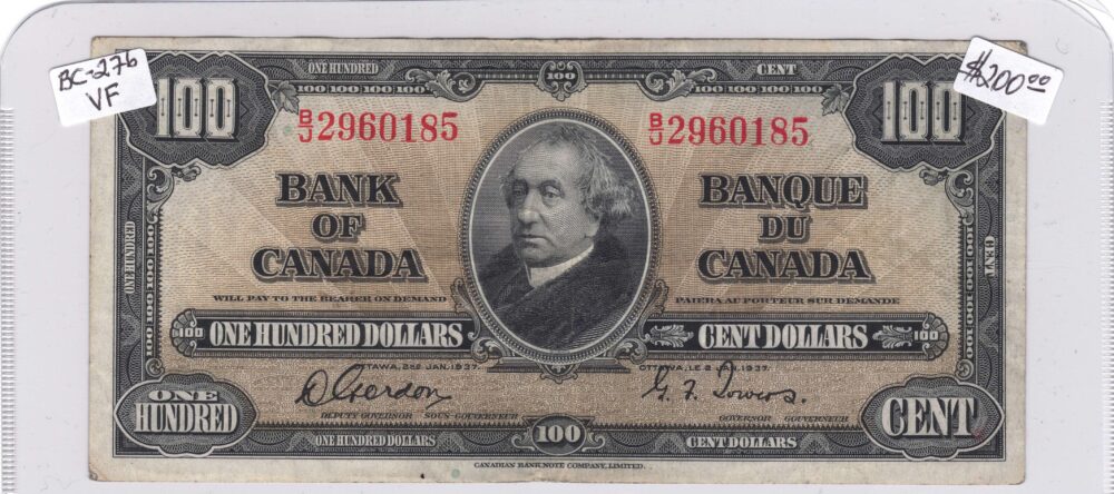 1937 Bank of Canada $100 BC-27b VF Banknote!!! - Image 3