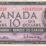 1954 Bank of Canada $10 BC-40bA F banknote!!!
