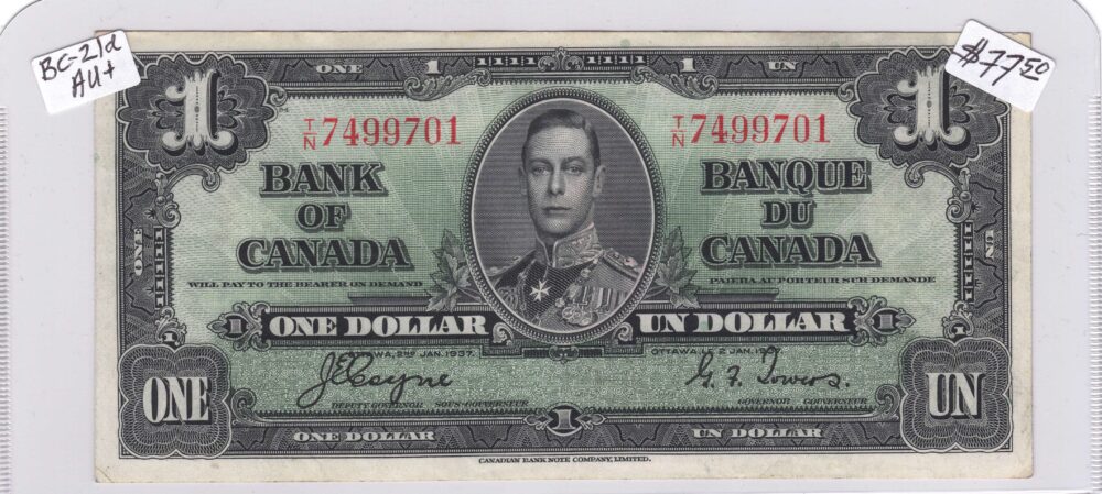 1937 Bank Of Canada $1 BC-21d AU+ banknote!!!! - Image 3