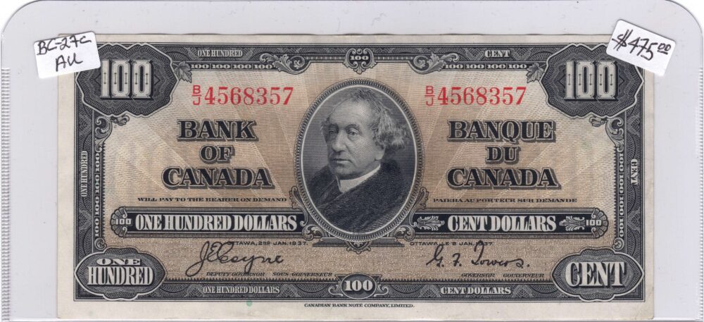 1937 Bank of Canada $100 BC-27c AU banknote!!! - Image 3