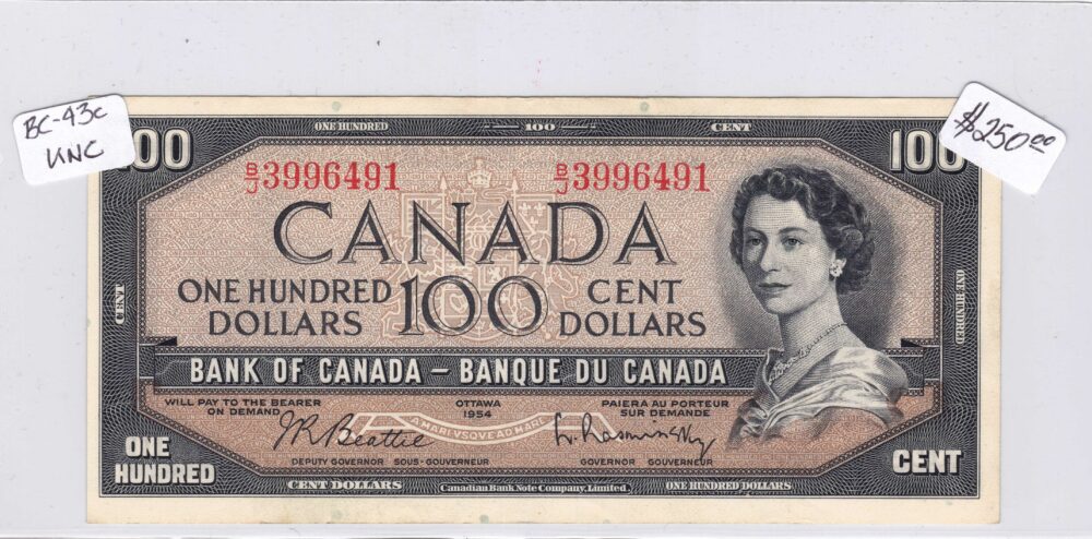 1954 Bank of canada $100 BC-43c UNC Banknote!!! - Image 3