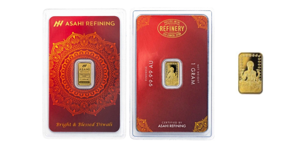 1g Diwali Lakshmi Gold Bar - Asahi Refining