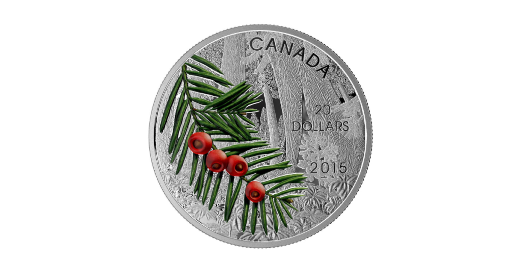 2015 Canada $20 Forests of Canada Columbian Yew Tree Pure Silver Coin