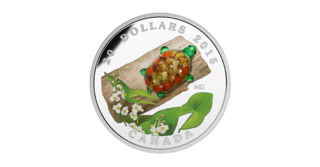 2015 Canada $20 Venetian Glass Turtle 1 oz Fine Silver Coin
