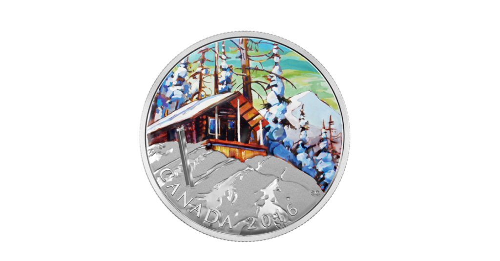 2016 Canada $20 1 oz Fine Silver Coin - Canadian Landscapes Ski Chalet Coloured