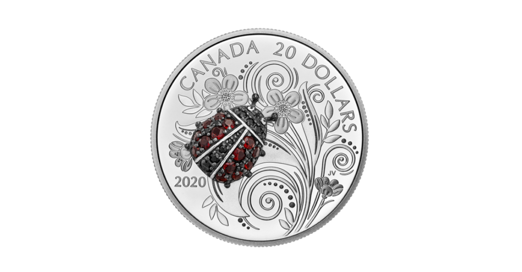 2020 Canada $20 Bejeweled Bugs Ladybug 1 oz Pure Silver Coin